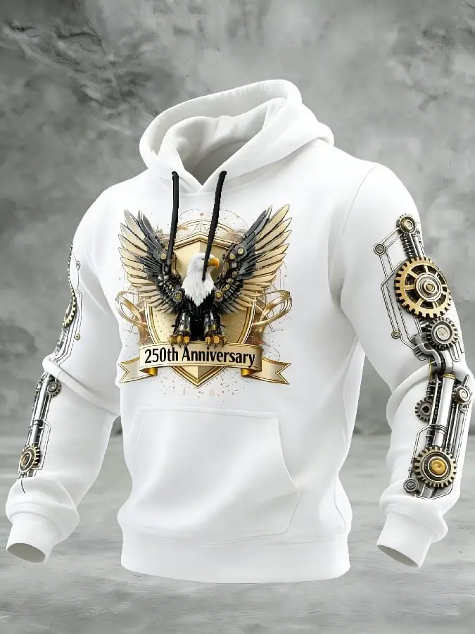 250th Anniversary Eagle Gear Hoodie 1776 2026 Patriotic Mechanical Pullover Gift For Dad