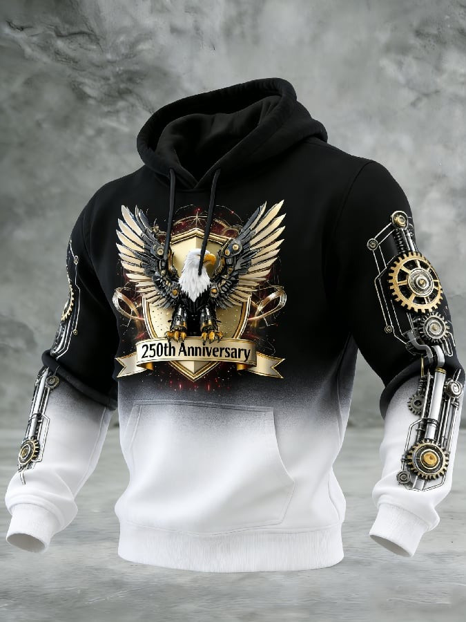250th Anniversary Eagle Gear Hoodie 1776 2026 Patriotic Mechanical Pullover Gift For Men