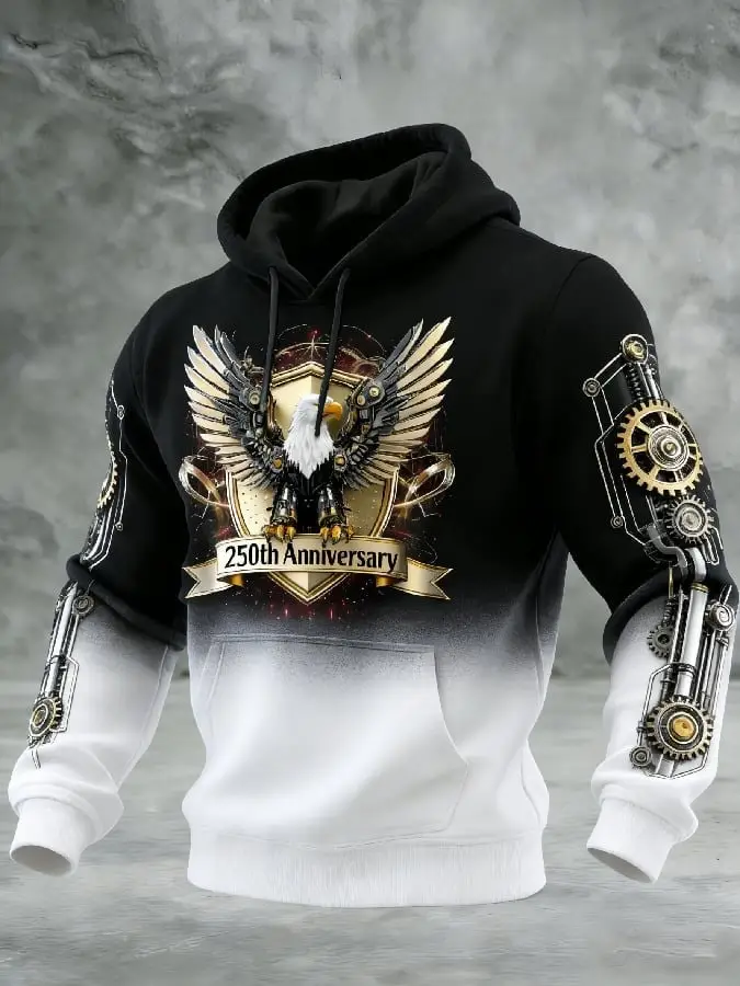 250th Anniversary Eagle Gear Hoodie 1776 2026 Patriotic Mechanical Pullover Gift For Men