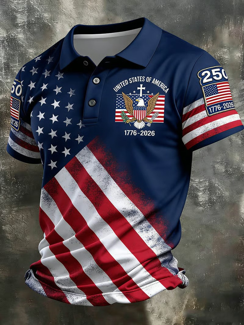 250th Anniversary Eagle Polo Shirt 1776 2026 American Flag Tee Patriotic Gift For Him 250th Anniversary Eagle Polo Shirt 1776 2026 American Flag Tee Patriotic Gift For Him - Image 1