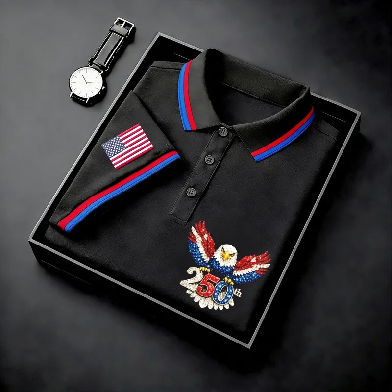 250th Anniversary Eagle Polo Shirt 1776 2026 Patriotic American Flag Clothes 4Th Of July Gift