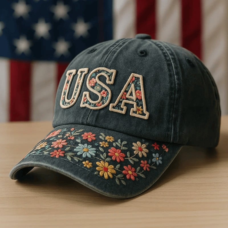 250th Anniversary Hat USA Flower Themed Ball Cap Beautiful Gift For Women 250th Anniversary Hat USA Flower Themed Ball Cap Beautiful Gift For Women - Image 1