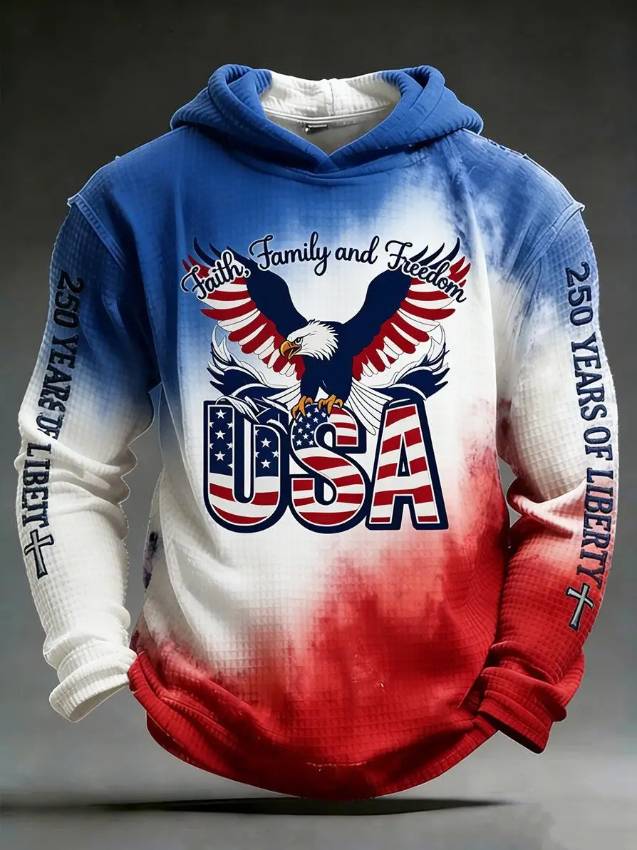 250th Anniversary Hoodie Mens Faith Family Freedom Hoodie USA 4th of July Gift