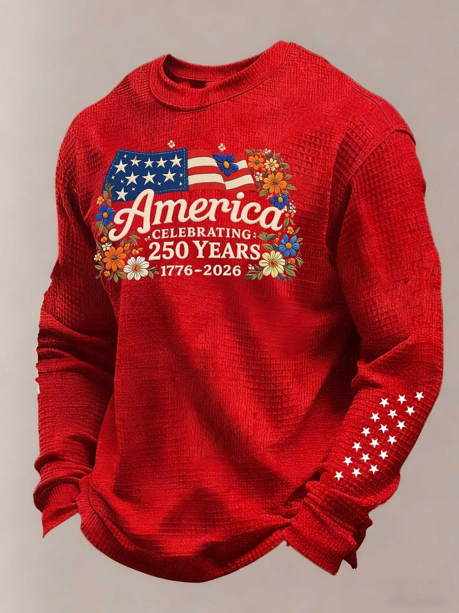 250th Anniversary Long Sleeve Shirt Flower America Celebrating 250 Years Gift For Dad