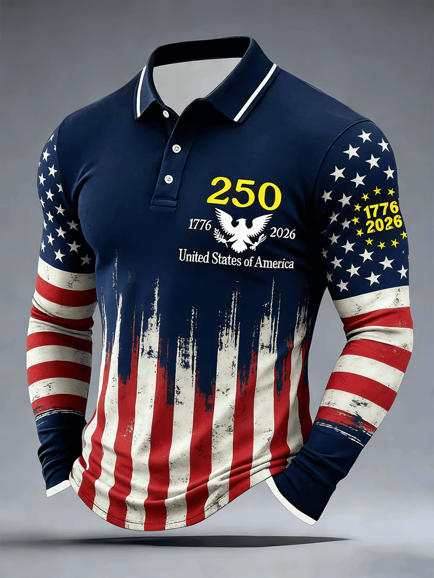 250Th Anniversary Long Sleeve Shirt For Men Golf Shirts 1776 2026 Patriotic Gift For Golfers