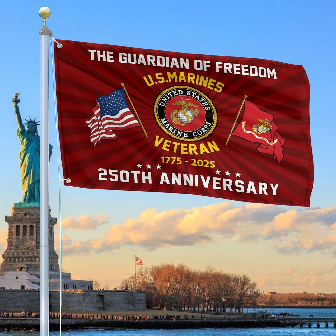 250th Anniversary Marine Corps Flag 4th of July Gift for Marine Veteran USMC Decor