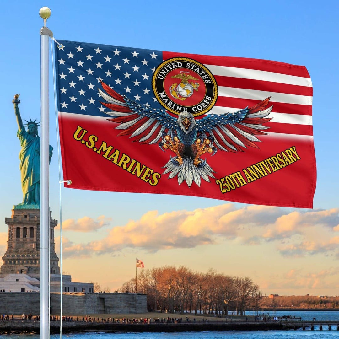 250th Anniversary Marine Corps Flag USMC Gifts For Marine Veteran on Father's Day 250th Anniversary Marine Corps Flag USMC Gifts For Marine Veteran on Father's Day - Image 1