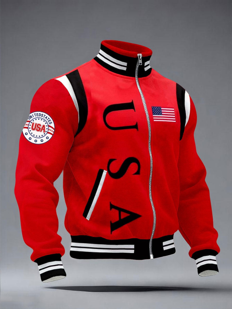 250th Anniversary Men's USA Flag Jacket Patriotic USA Wears 4th of July Gift Ideas