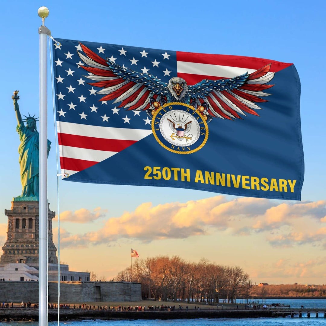 250th Anniversary Navy Flag Gifts For Navy Veteran On Father's Day Patriotic Decor 250th Anniversary Navy Flag Gifts For Navy Veteran On Father's Day Patriotic Decor - Image 1