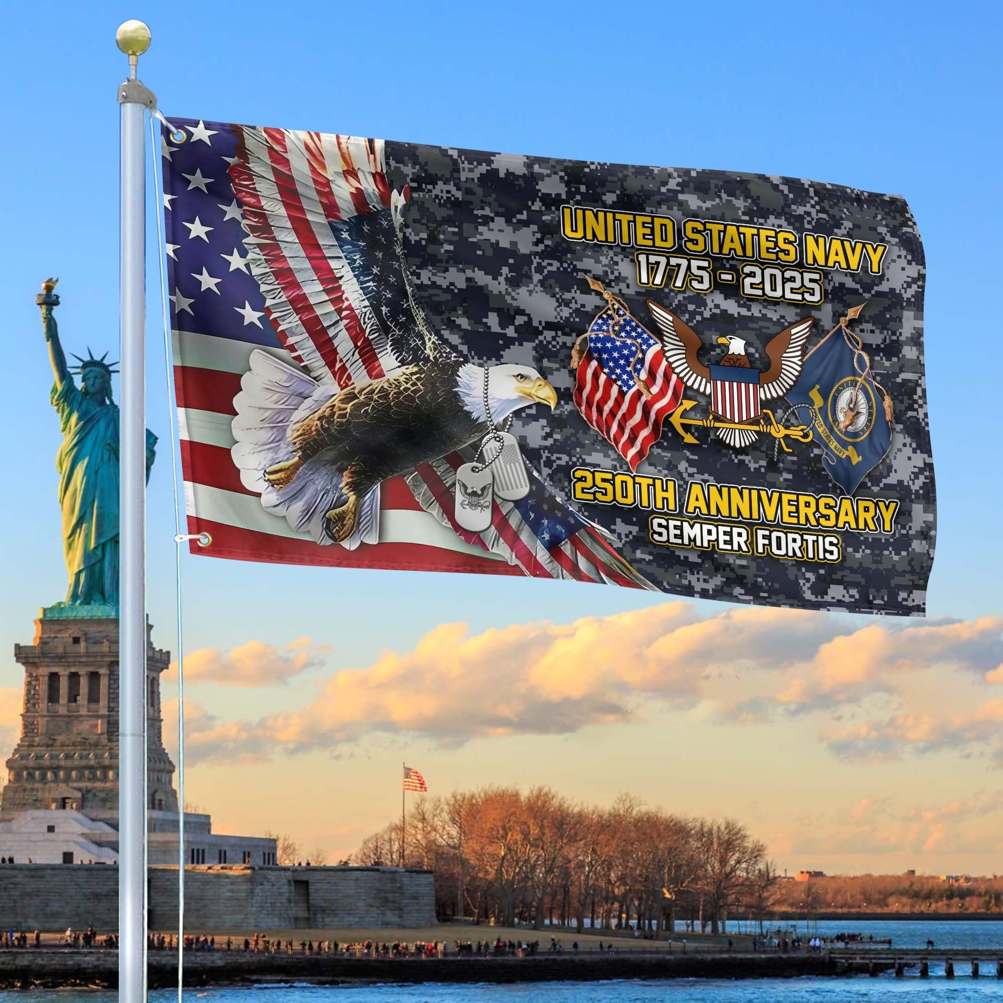 250th Anniversary Navy Flag US Navy Tribute Gift Fourth of July Merch Decor