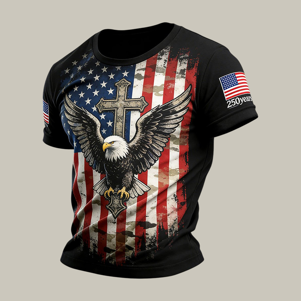 250th Anniversary Of America Faith Eagle T-Shirt 4th Of July Outfit Ideas Patriotic Men Gifts 250th Anniversary Of America Faith Eagle T-Shirt 4th Of July Outfit Ideas Patriotic Men Gifts - Image 1