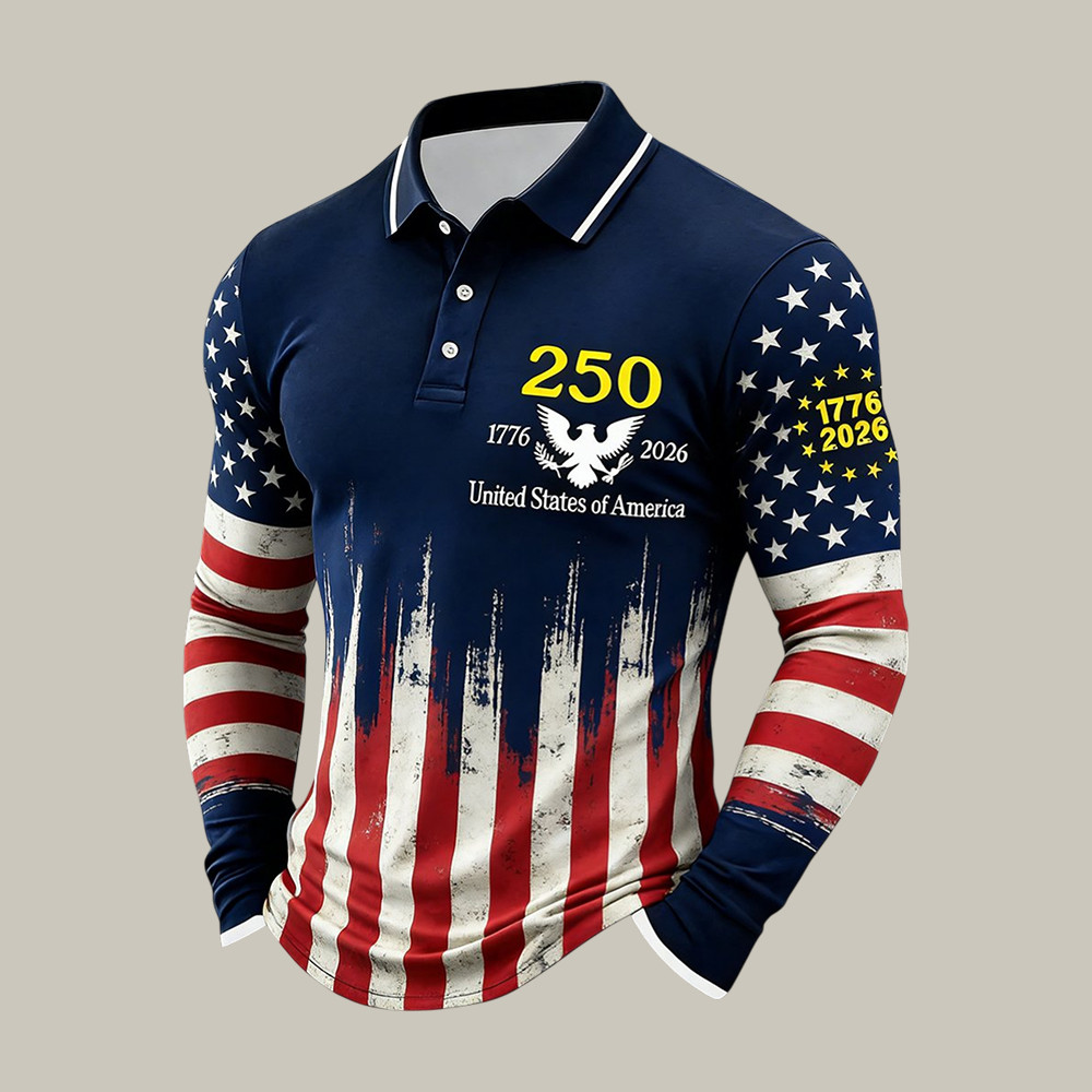 250th Anniversary Of The Founding United States Polo Long Sleeve Shirt 4th Of July Outfit Ideas