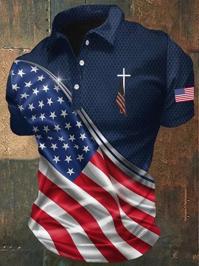 250th Anniversary Polo Shirt Cross USA Flag Clothing American Pride Gift Ideas