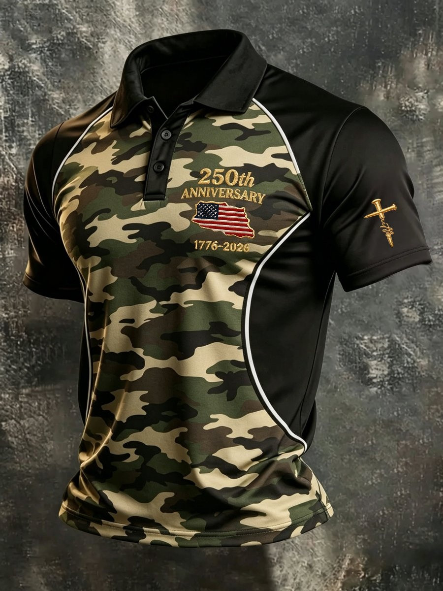 250th Anniversary Polo Shirt Faith Camo Clothing American Pride Gift Ideas