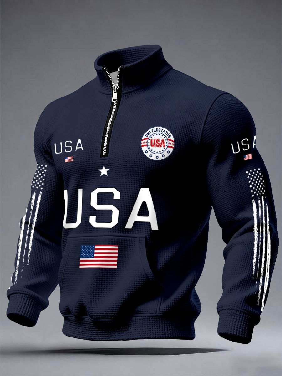 250Th Anniversary Quarter Zip Sweatshirt USA Flag Unique Patriotic Gift For Men