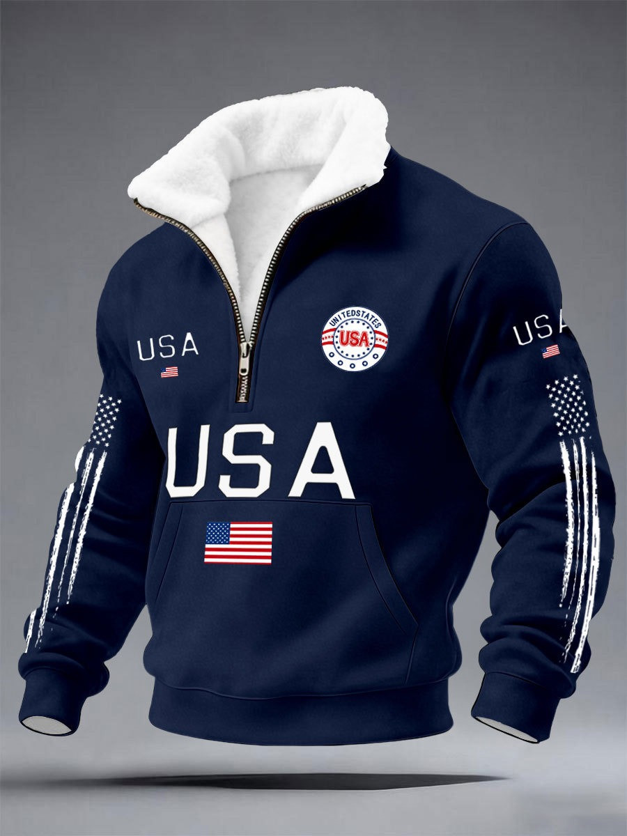 250Th Anniversary Stand Collar Quarter Zip Sweatshirt Unique Patriotic Gift For Him
