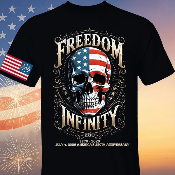 250th Anniversary T-Shirt Skull American Flag Freedom Infinity Clothing Gift For Brother 250th Anniversary T-Shirt Skull American Flag Freedom Infinity Clothing Gift For Brother - Image 1