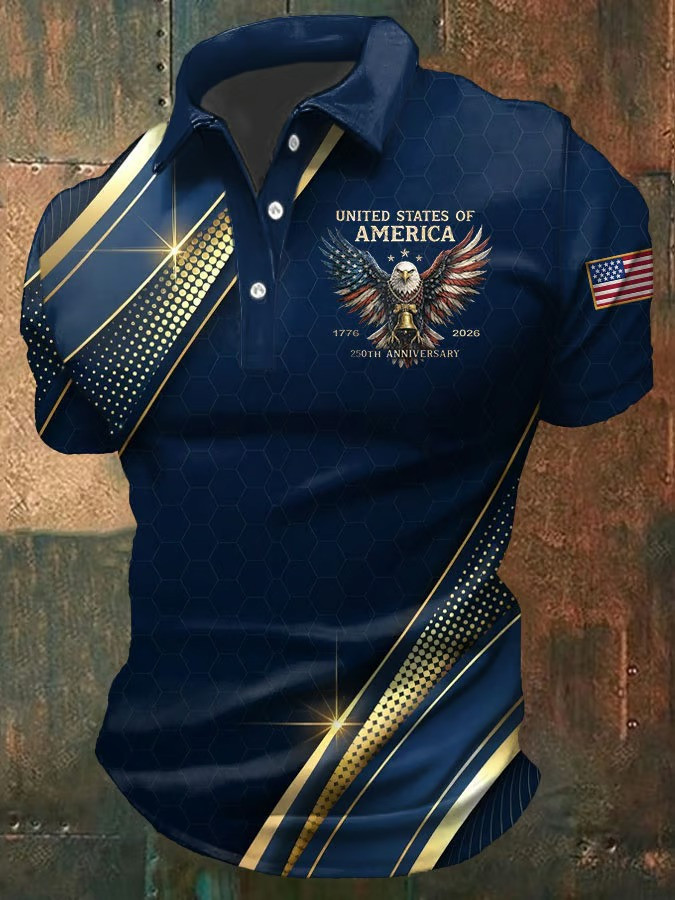 250th Anniversary United States Of America Polo Shirt 1776 2026 Eagle USA Best Gift For Dad Men