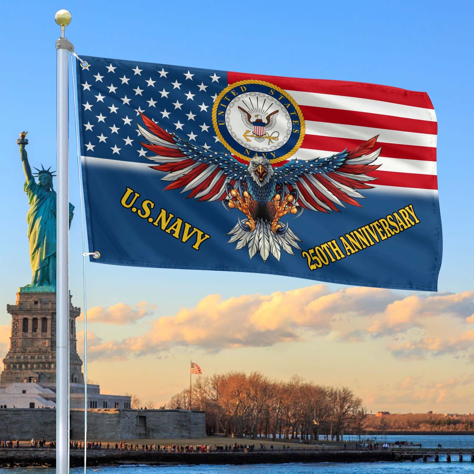 250th Anniversary US Navy Flag Best Father's Day Gift for Navy Veteran