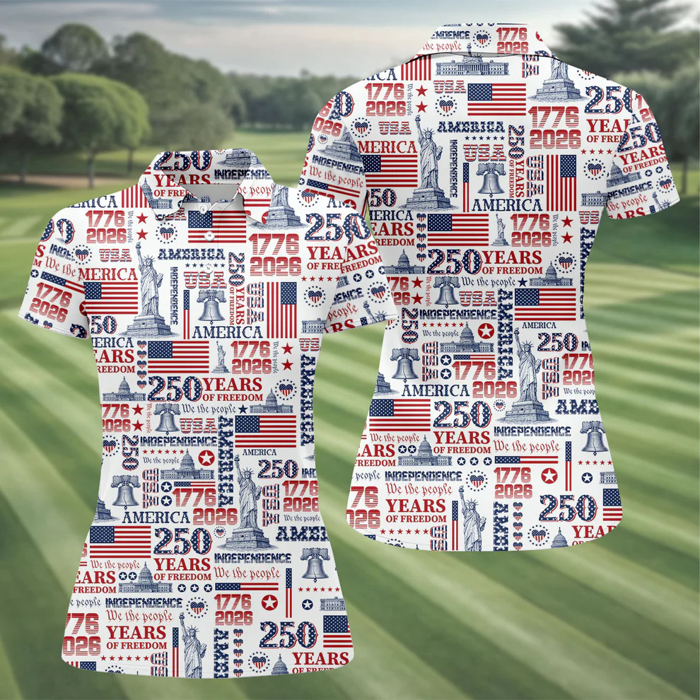 250th Anniversary USA 1776-2026 Polo Shirt Fourth of July Gift Golfing Outfit
