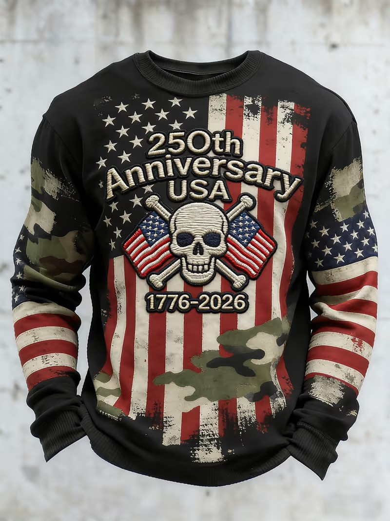 250th Anniversary USA 1776 2026 Skull Long Sleeve Shirt Patriotic Apparel Best Gift For Independence 250th Anniversary USA 1776 2026 Skull Long Sleeve Shirt Patriotic Apparel Best Gift For Independence - Image 1