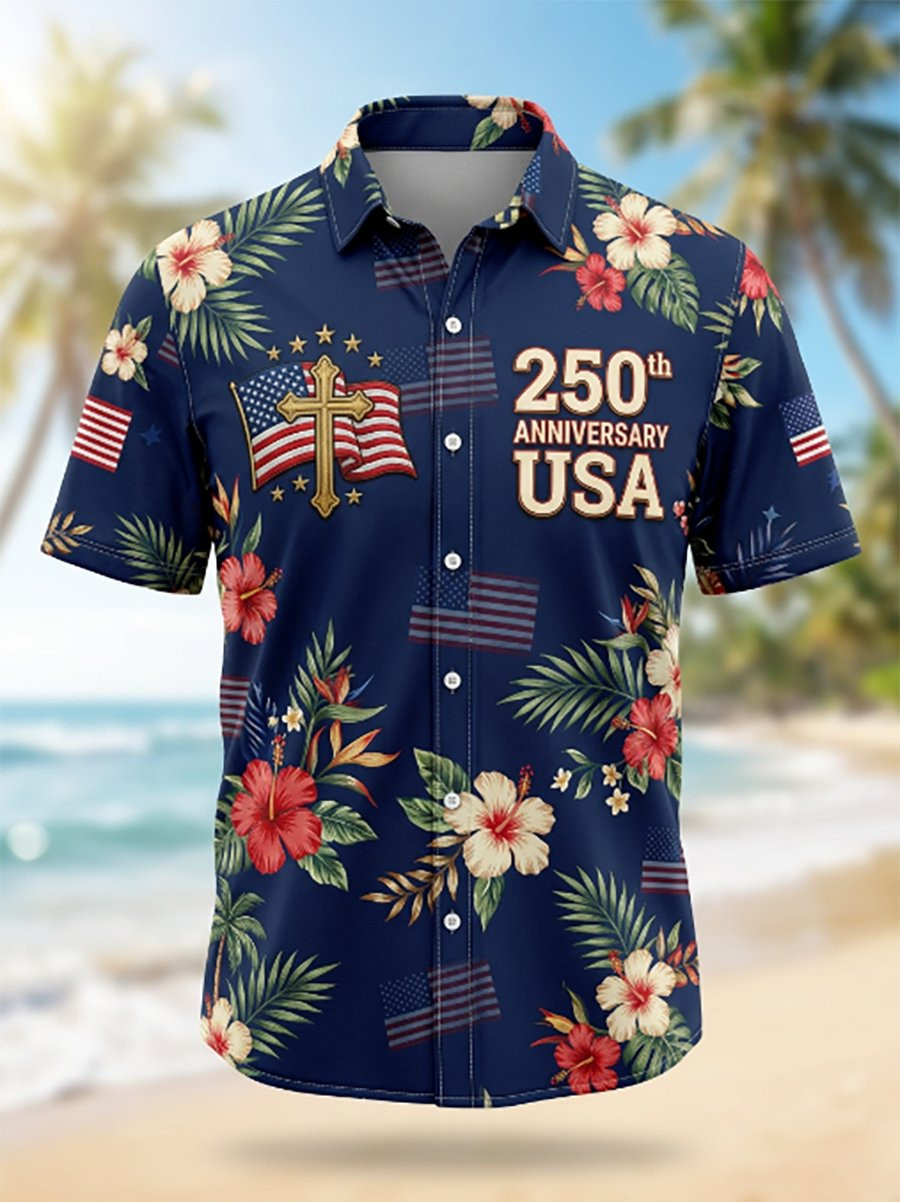 250th Anniversary USA Button Shirt Independence Day Clothing Gift For Him