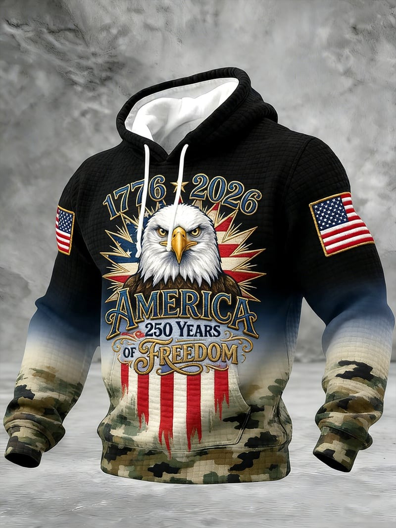 250th Anniversary USA Eagle Waffle Hoodie 250 Years Of Freedom Pullover Gift For Him