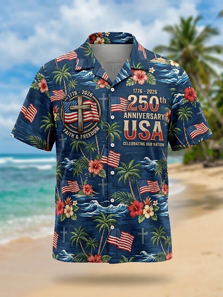 250th Anniversary USA Hawaiian Shirt Celebrating Our Nation Apparel Gift For Him