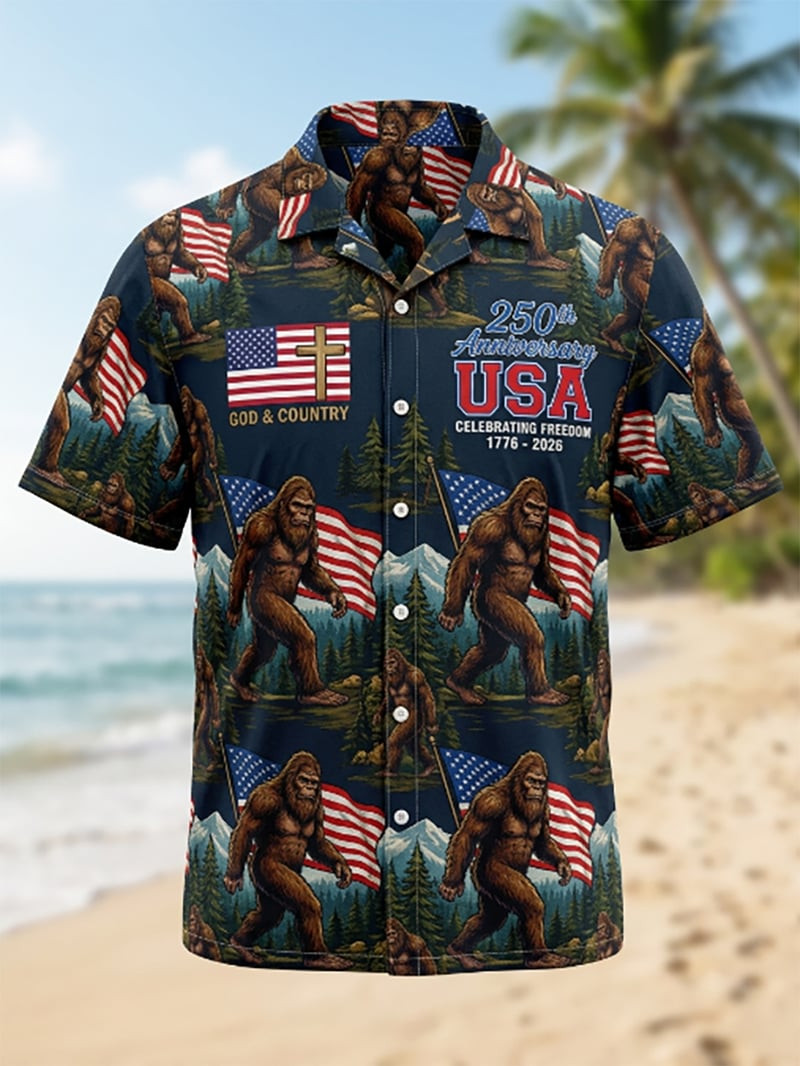 250th Anniversary USA Hawaiian Shirt God & Country Patriotic Clothing Gift For Dad
