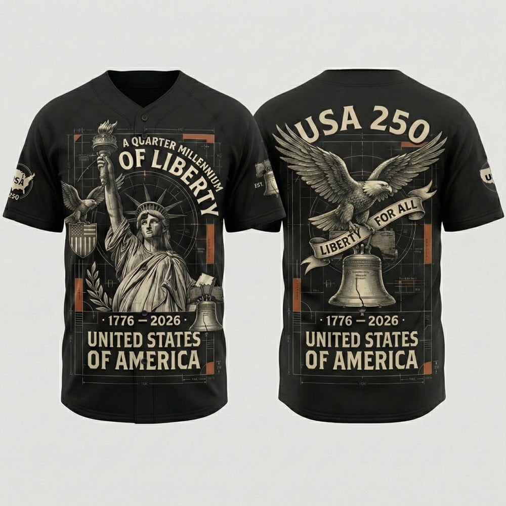 250th Anniversary USA Quarter Millennium Liberty Baseball Jersey 1776 2026 Patriotic Best Gift