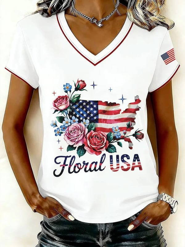 250Th Anniversary V-Neck Shirt Horal USA Flag Clothing Gift For Patriots