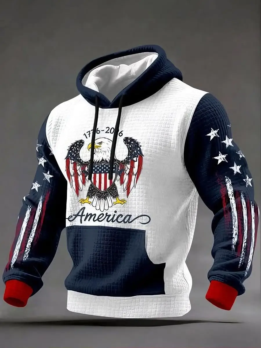 250th US Anniversary Hoodie Mens Bald Eagle Graphic Hoodie Fourth of July Merch
