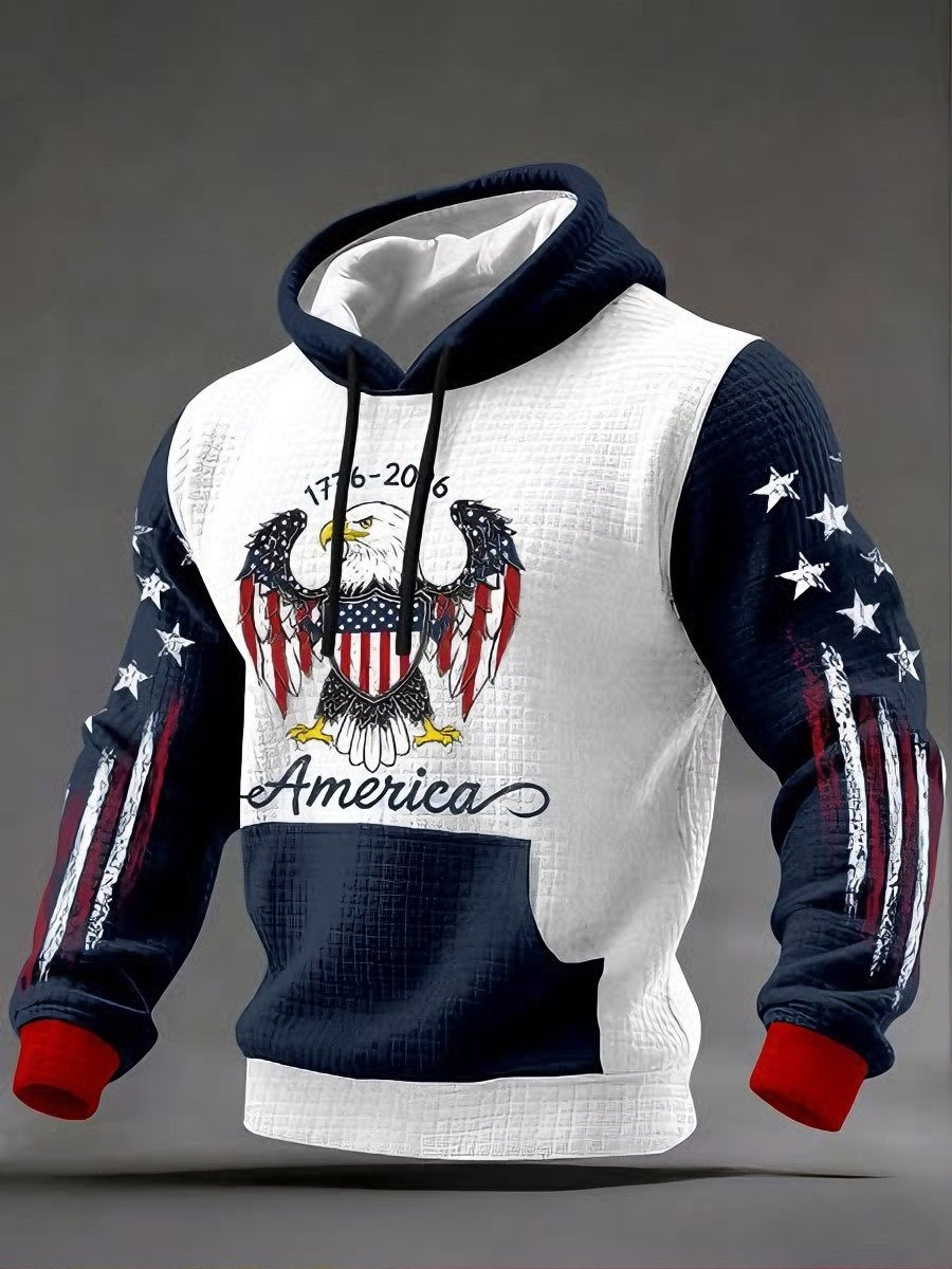 250th US Anniversary Hoodie Mens Bald Eagle Graphic Hoodie Fourth of July Merch