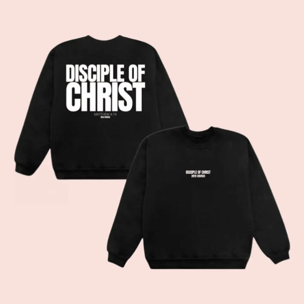 2819 Church Merch Store Disciple Of Christ Sweatshirt Black White Presents For Christians