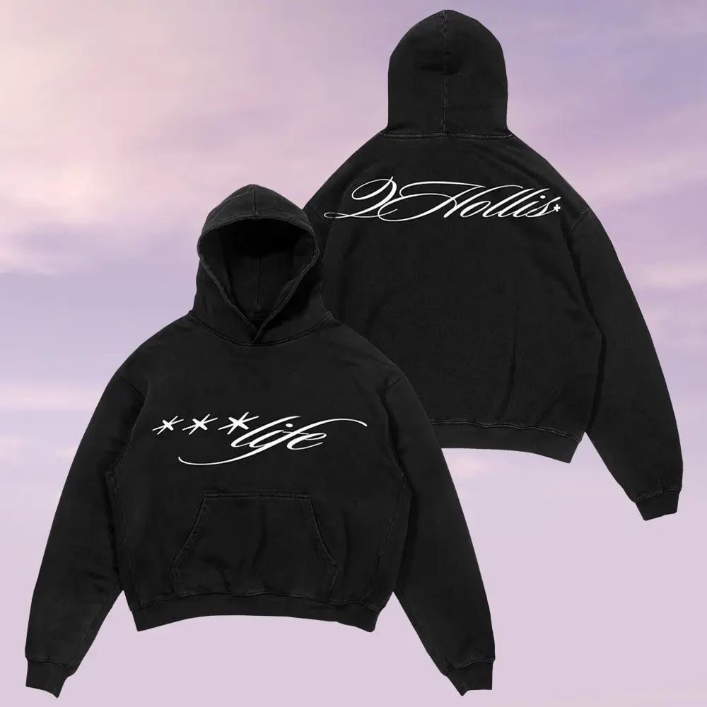 2Hollis Merch Life Script Hoodie Cool Clothing Unique Present For Best Friend