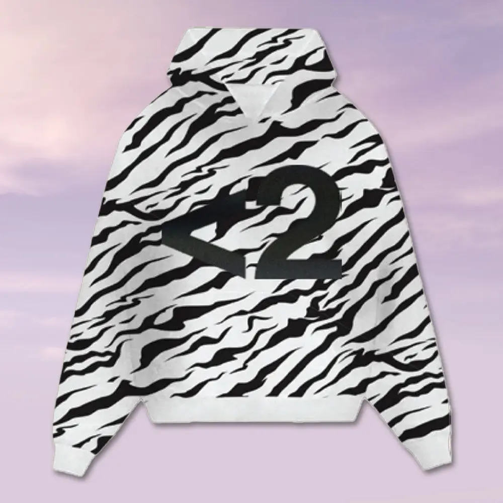 2hollis Merch Tiger Print Logo White Hoodie Unique Clothes Gift Ideas For Rapper Fans