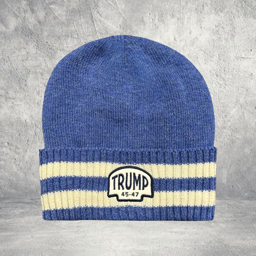 45-47 Trump Stripe Patch Beanie Trump Store Merch Gift for MAGA Supporters