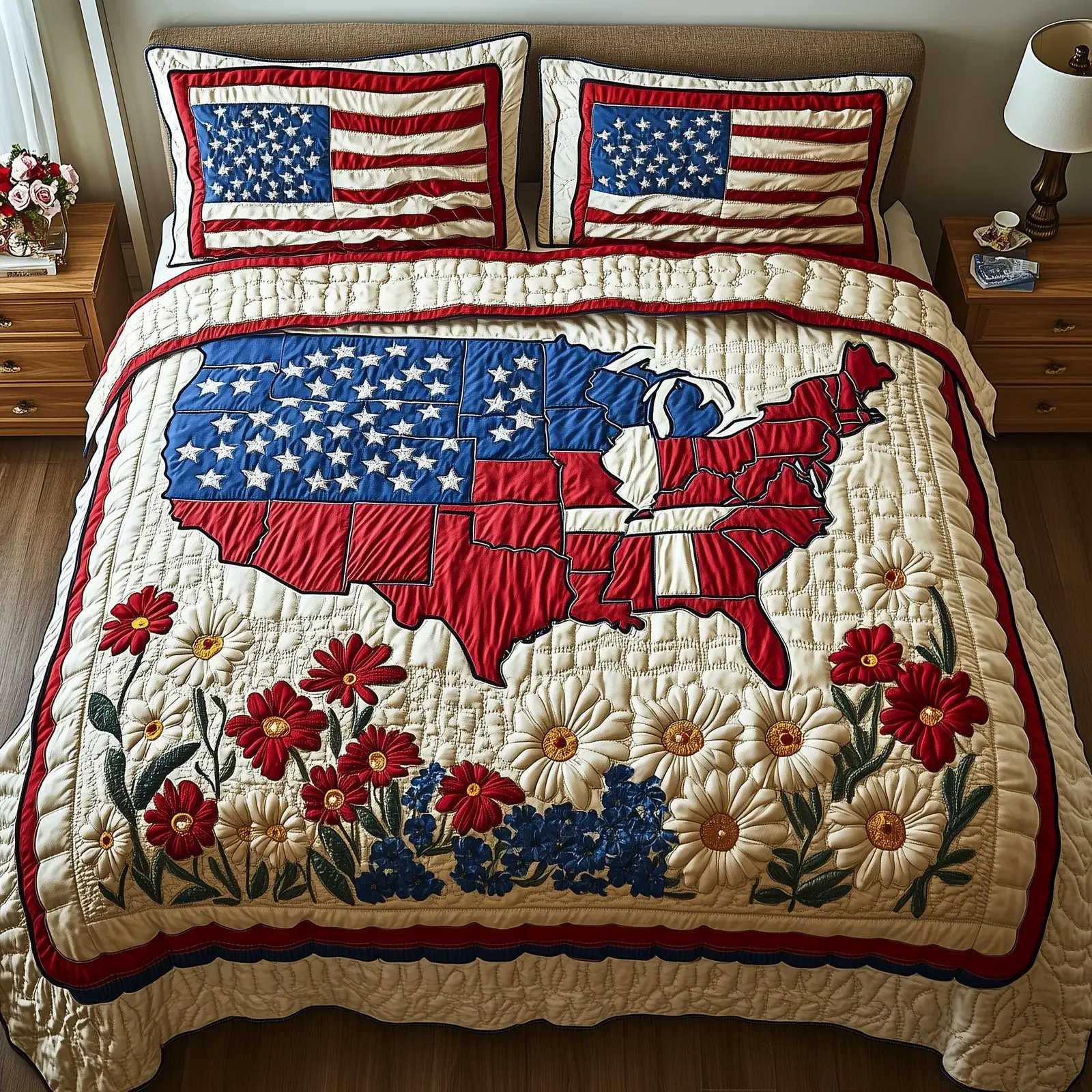 4th of July  Quilted Bedding Set  4Th Of July Gifts For Coworkers