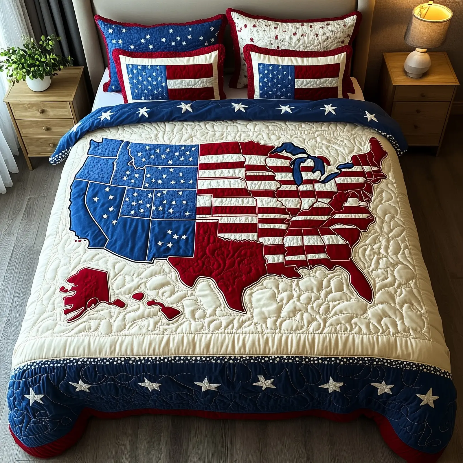 4th of July  Quilted Bedding Set Best Luxury Sheets 4Th Of July Themed Gifts