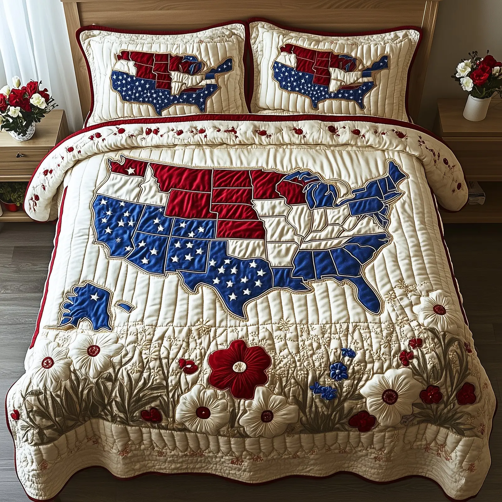 4th of July Quilted Bedding Set Best Luxury Sheets Gifts For Mom From Daughter 4th of July Quilted Bedding Set Best Luxury Sheets Gifts For Mom From Daughter - Image 1
