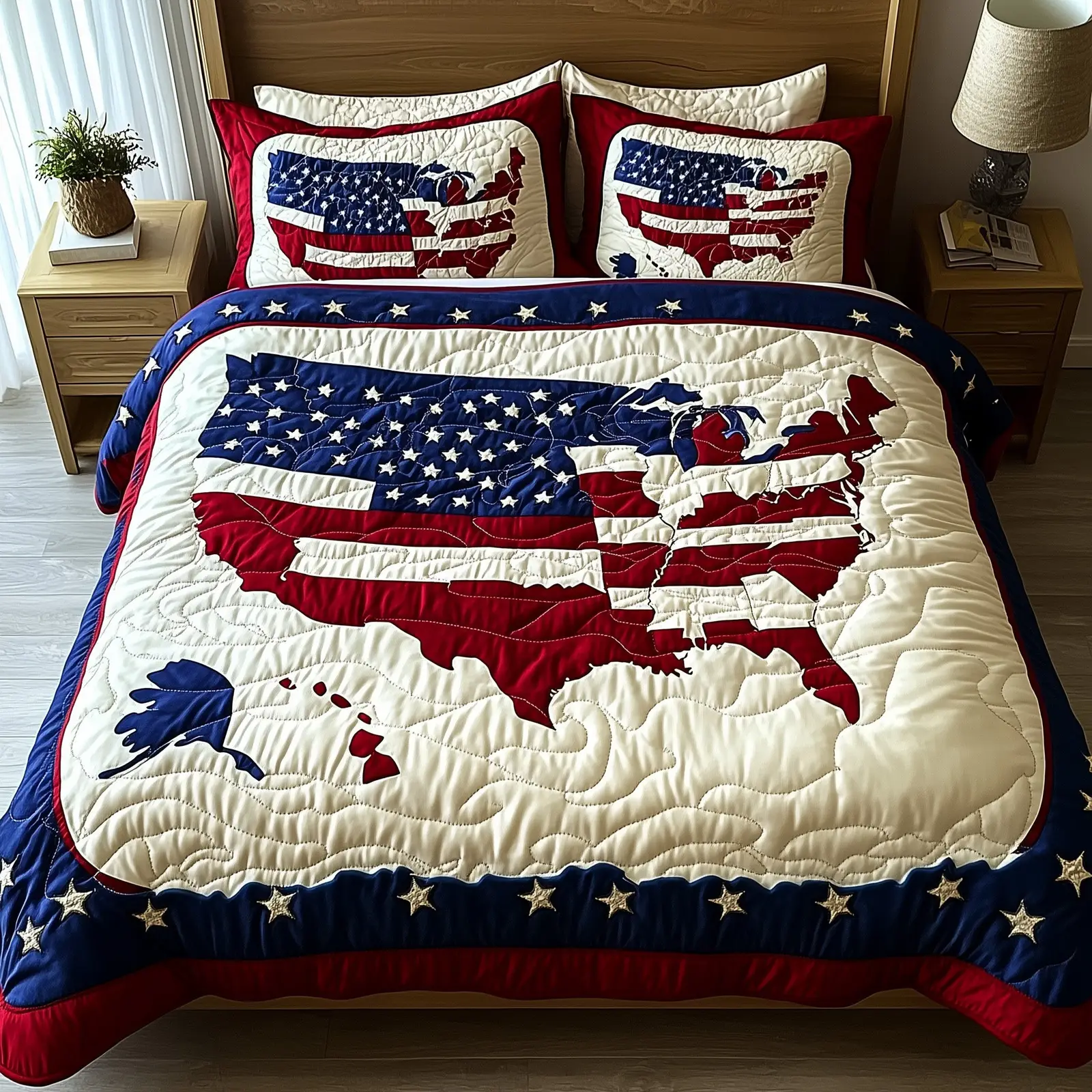 4th of July  Quilted Bedding Set Best Luxury Sheets Useful Gifts For Mom
