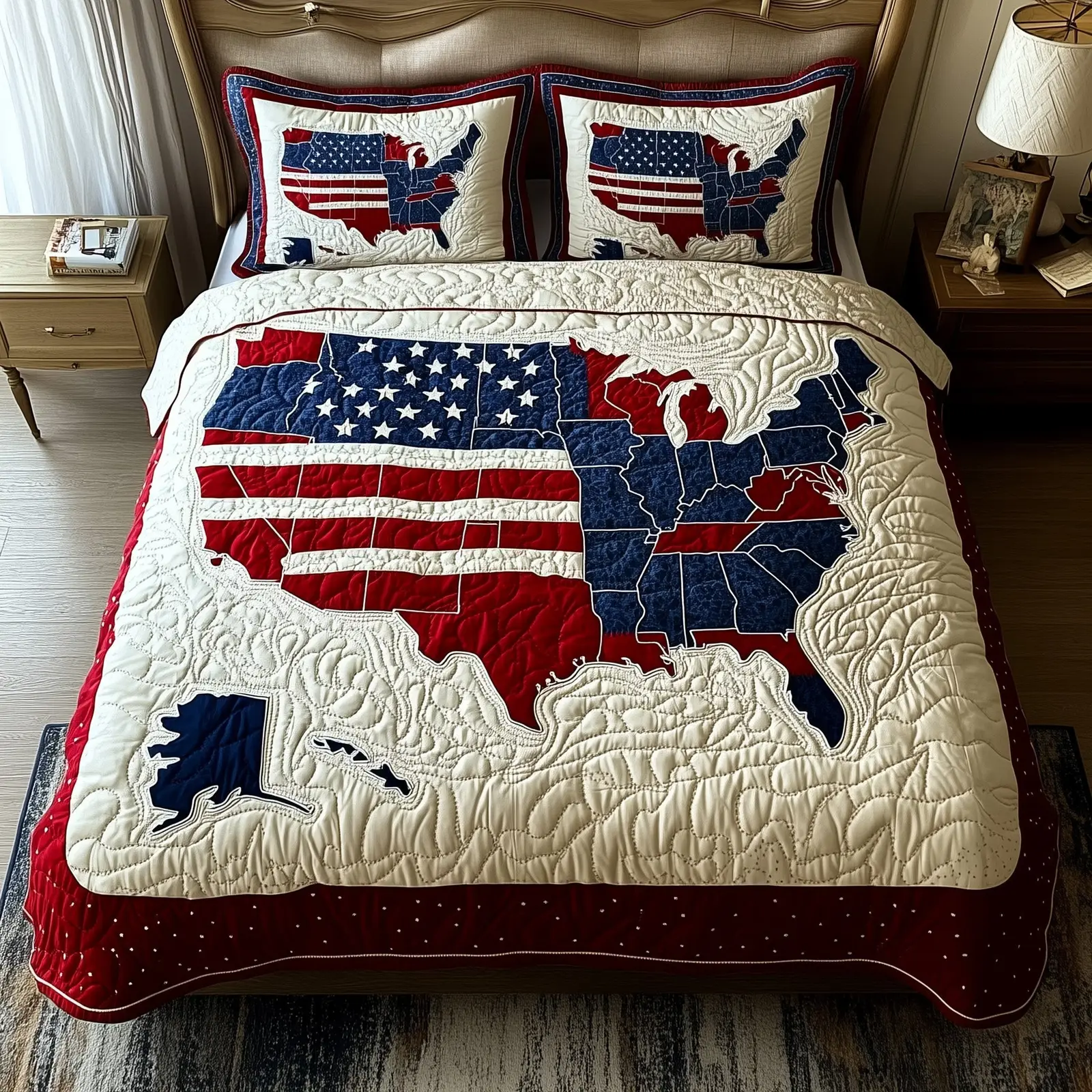 4th of July  Quilted Bedding Set Patritotic Duvet Covers Gifts For Mother In Law