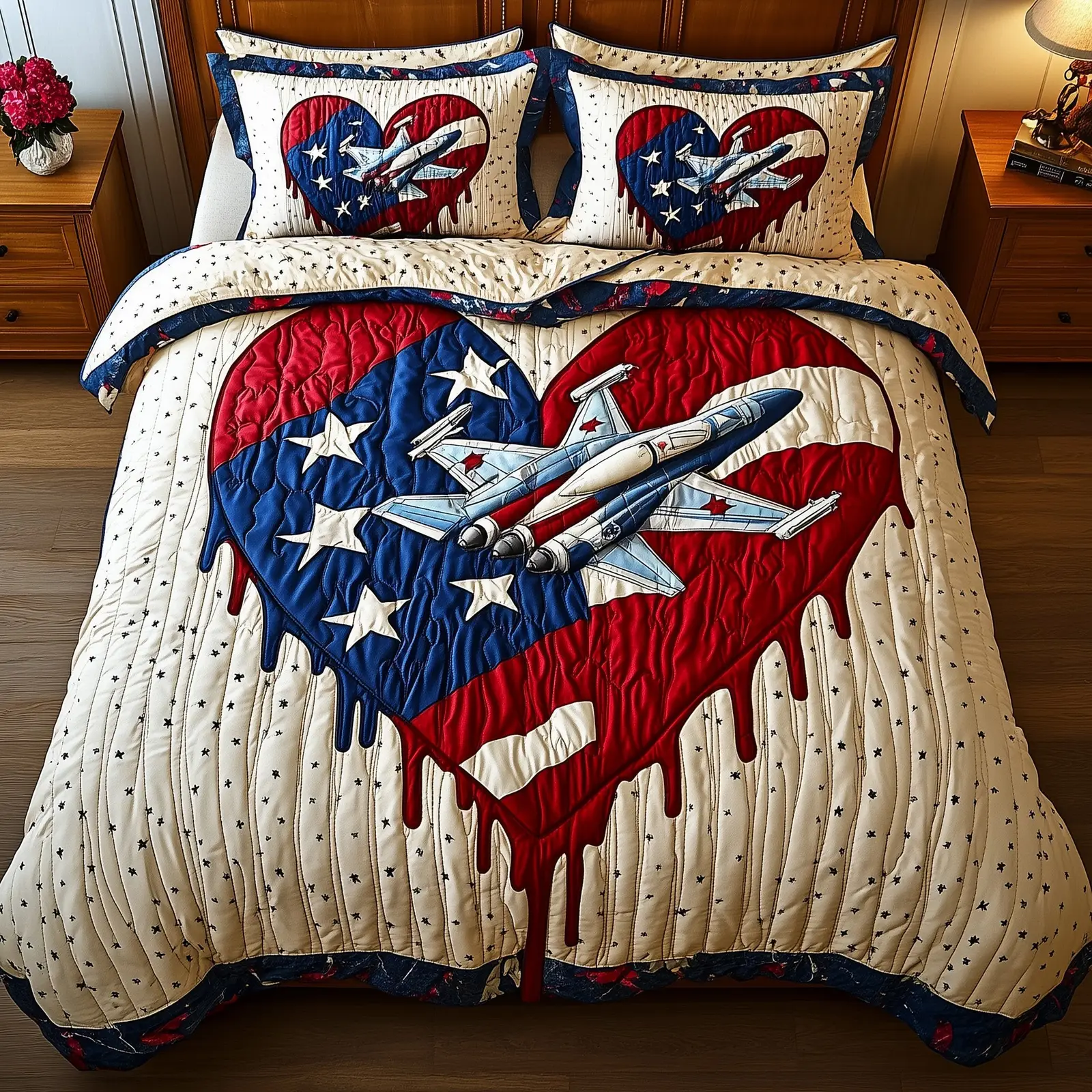 4th of July  Quilted Bedding Set Patritotic Duvet Covers Good Gifts For Mom Birthday