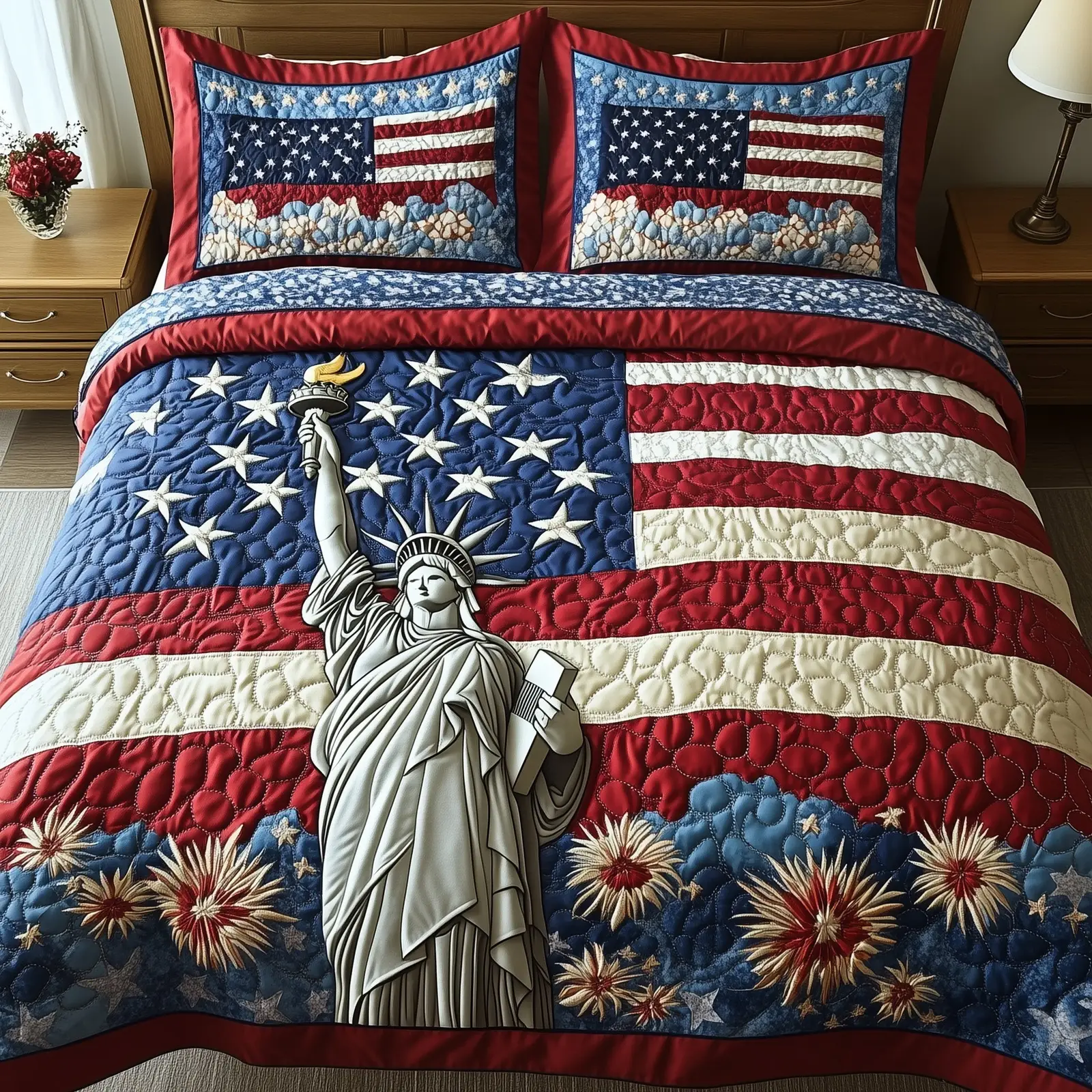 4th of July  Quilted Bedding Set Quilted Bedspreads Good Gifts For Mom
