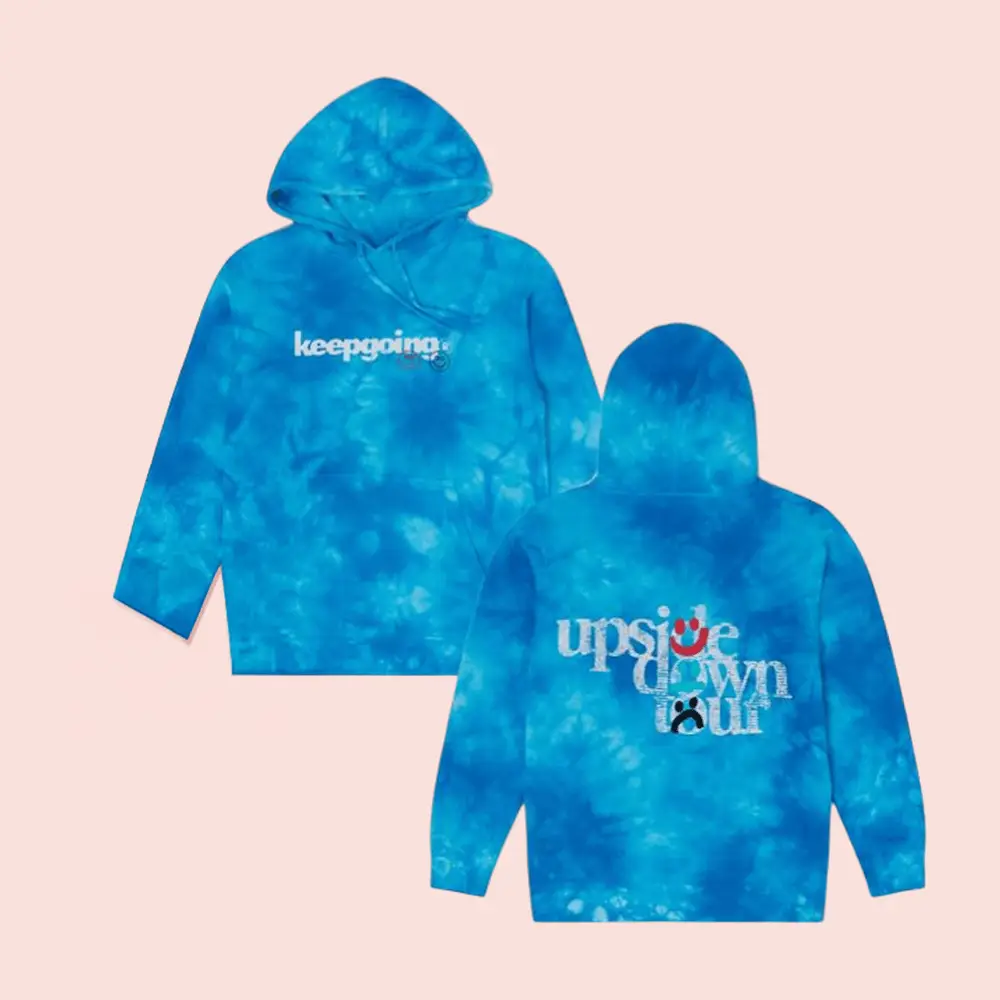 4Thehomies Merch Store Upside Down Tour Keepgoing Hoodie Blue Tie Dye Gifts For Him Her