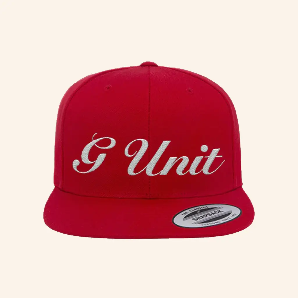 50 Cent Merch G Unit Red Snapback Hat Embroidered Christmas Present Ideas For Men -WearandDecor