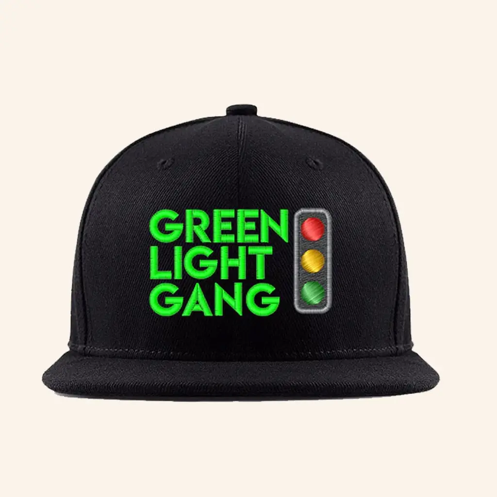 50 Cent Merch Green Light Gang Snapback Hat Embroidered Christmas Ideas For Dudes -WearandDecor