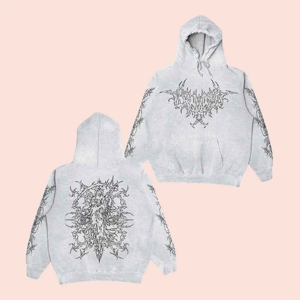 8Thwndr Store Merch Sigil Reaper Hoodie Grey Fan Apparel Gifts For Him Her