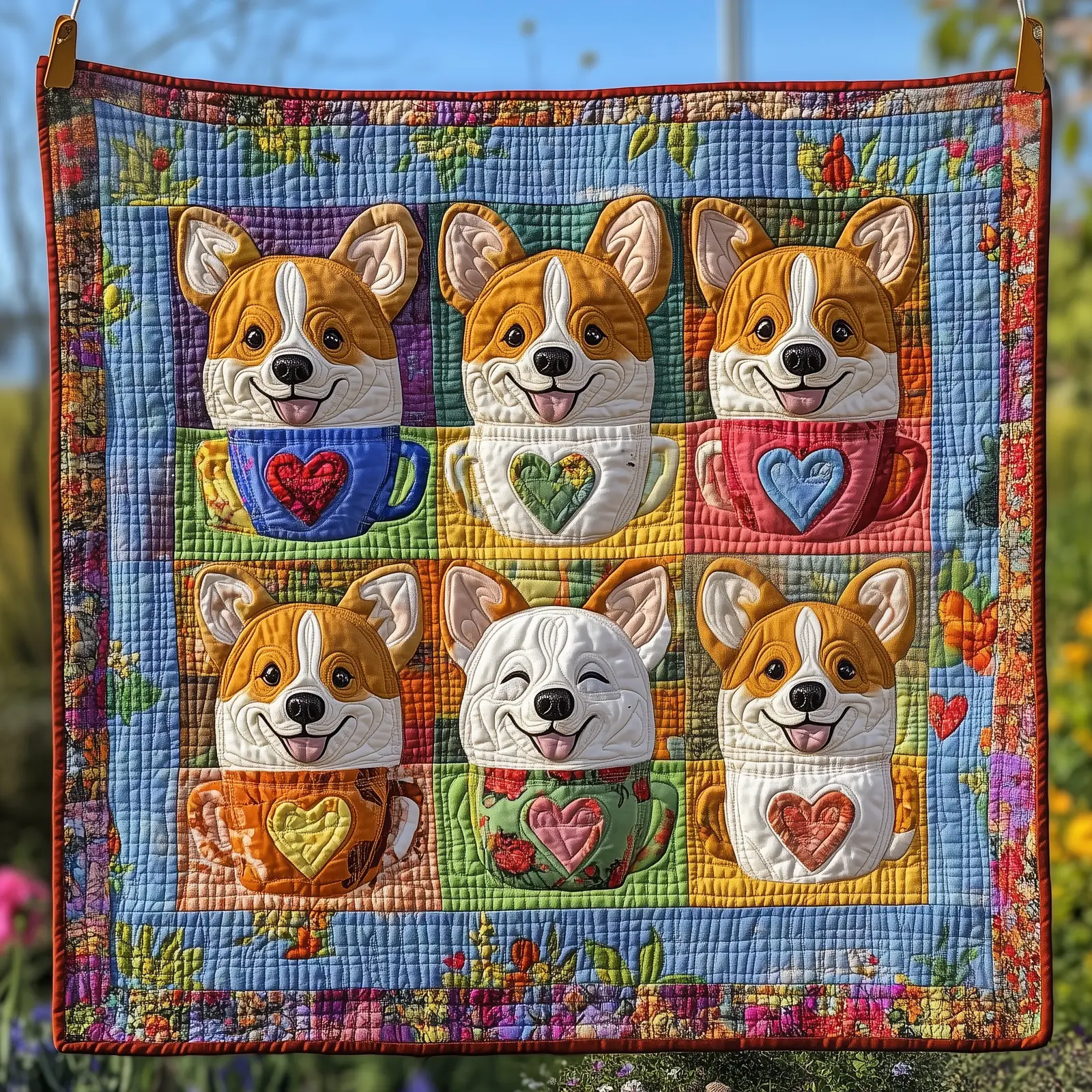 A Cup Of Corgi Durable Quilted Blanket Cute Christmas Gifts For Corgi Lovers