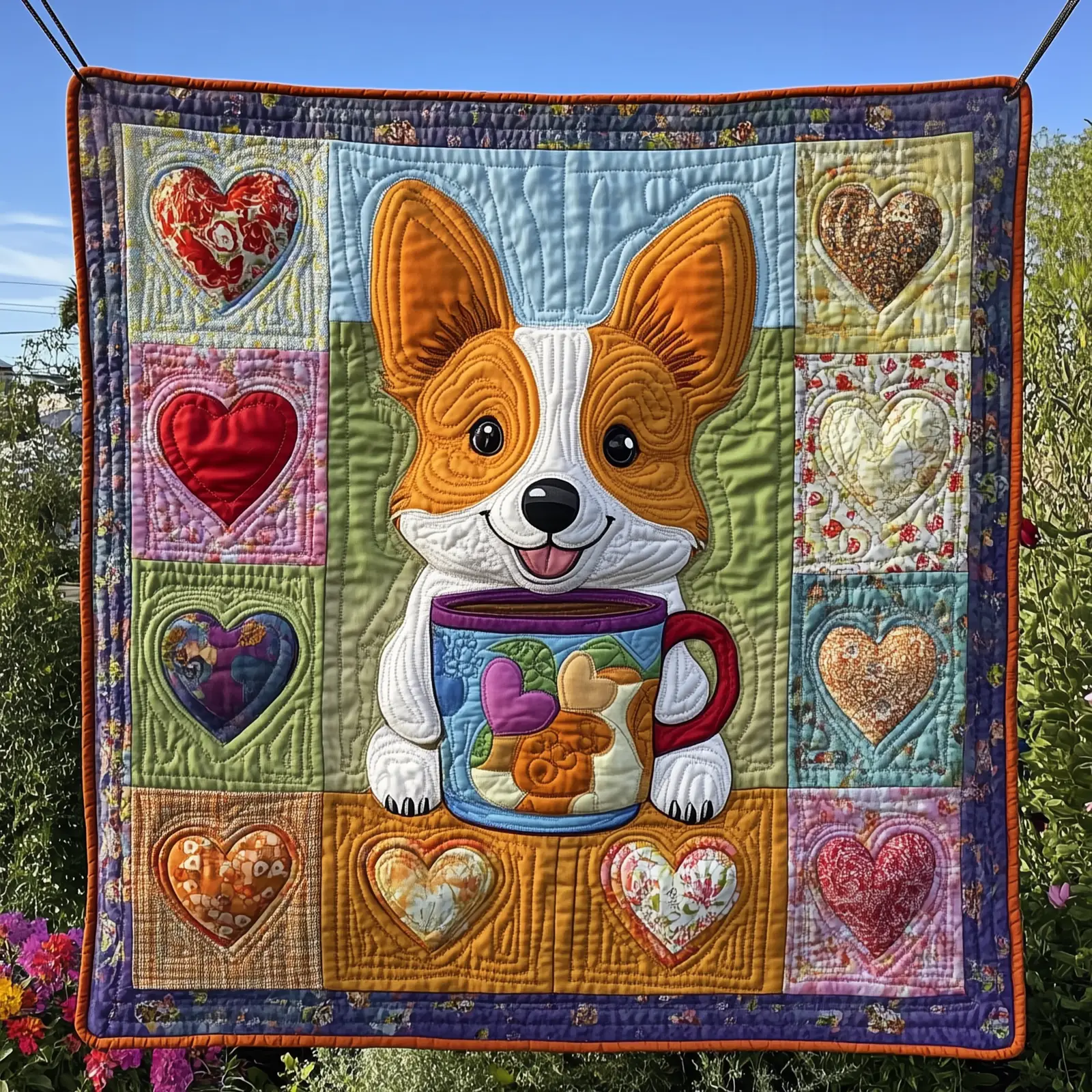 A Cup Of Corgi Premium Quality Quilted Blanket Adorable Puppy Dog Gifts For Corgi Lovers